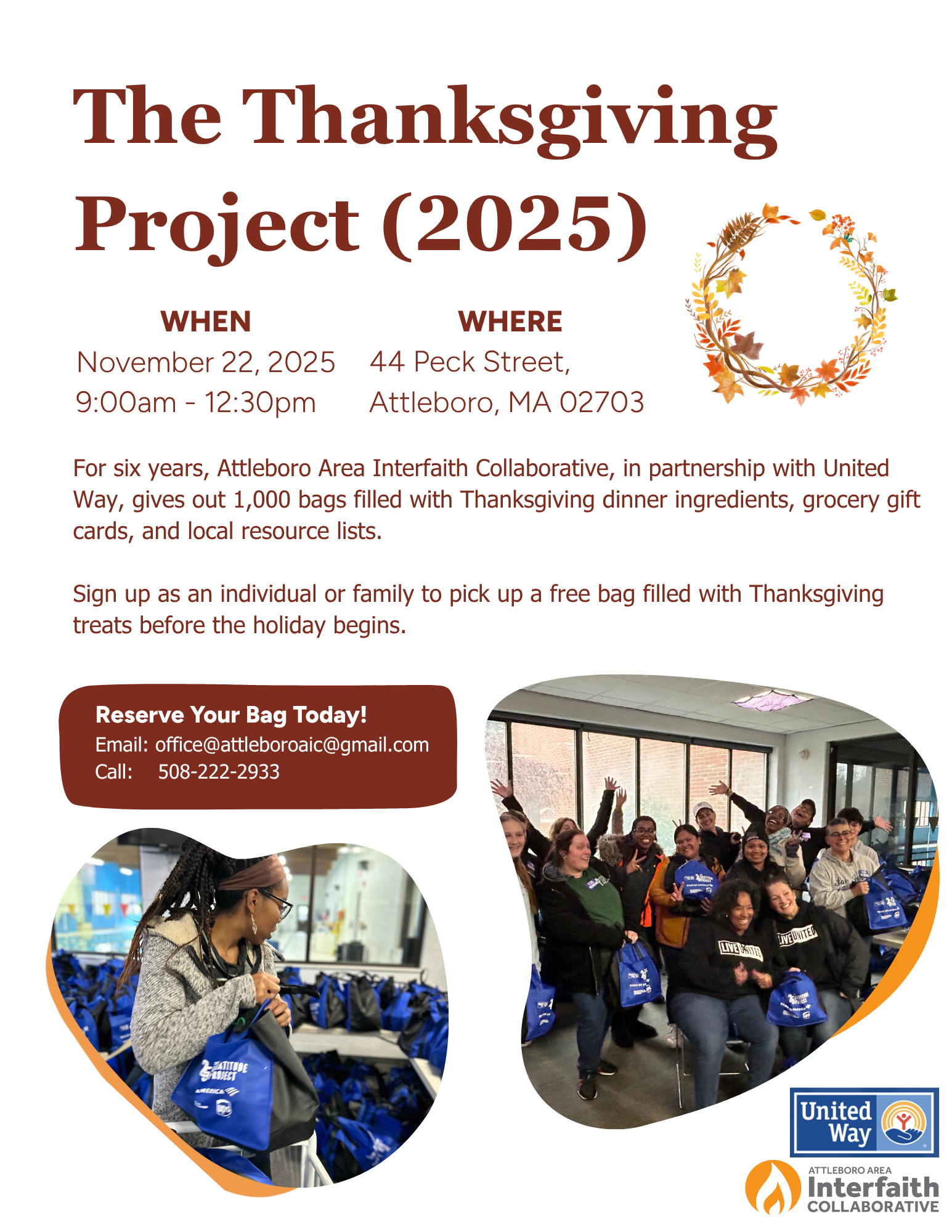 Flyer for Thanksgiving Project Sign Up