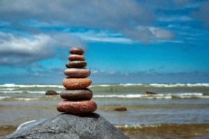 Pile of Stones atop a beach.