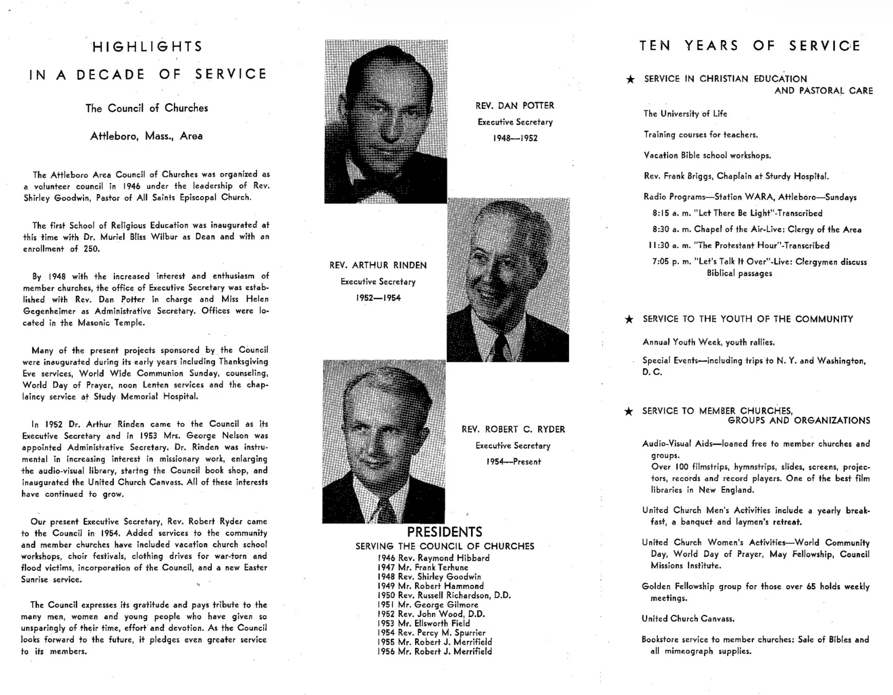 1956 10-year anniversary pamphlet